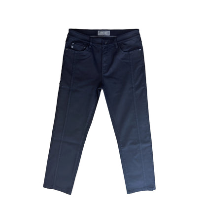 Black Business Jeans for Men Vintage Straight Style Button Embroidered Denim Mid Loose Print for Spring Autumn