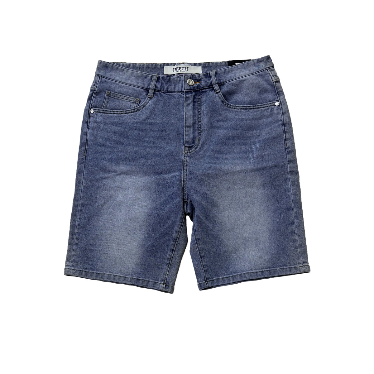 Men's Summer Men's Denim Shorts Distressed Light Wash with Monkey Wash Straight Style Mid Waist Jeans Closure Supply