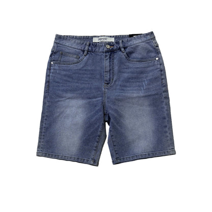 Men's Summer Men's Denim Shorts Distressed Light Wash with Monkey Wash Straight Style Mid Waist Jeans Closure Supply
