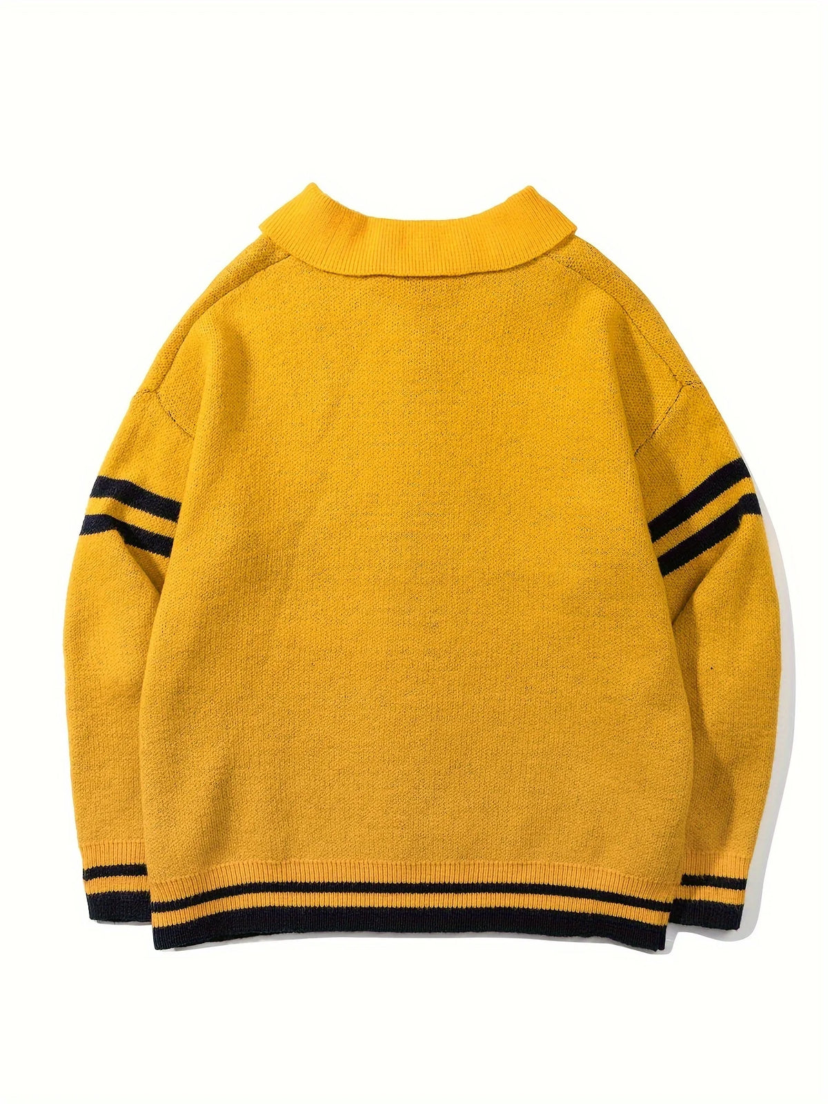 Casual Street Style POLO Knitted Sweater Long Sleeve Cotton Jacquard Men's Sweater