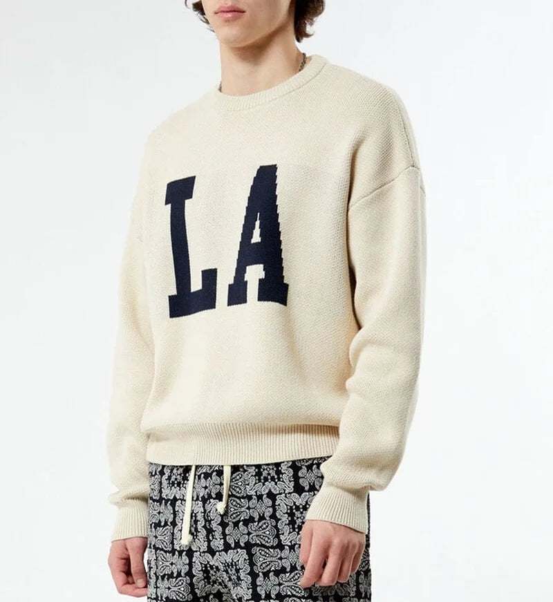Design Pattern Name Casual Street Style Knitted Sweater Loose Breathable Jacquard Sweater for Men