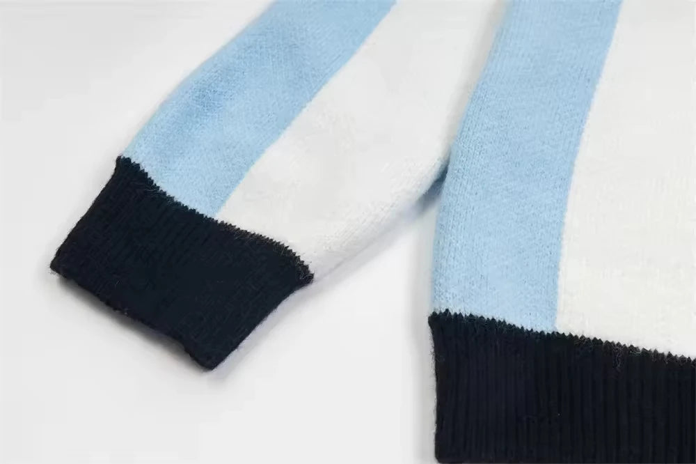 Designer Winter Sweater for Men Polo Neck Long Sleeve Knit Top Fashion Jersey Cotton Knitwear