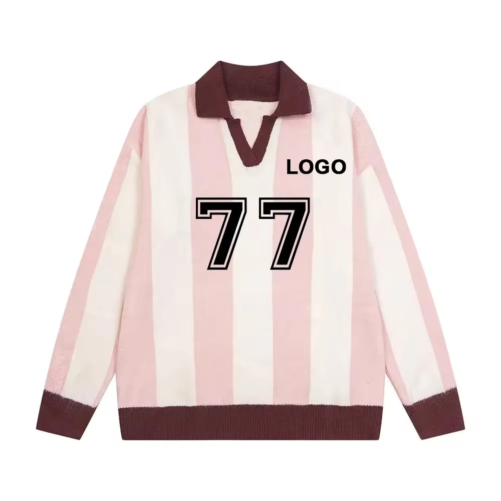 Designer Winter Sweater for Men Polo Neck Long Sleeve Knit Top Fashion Jersey Cotton Knitwear