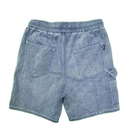 Men's Summer Casual Light Denim Shorts Woven Straight Leg Mid Waist Fit with Embroidered Technics