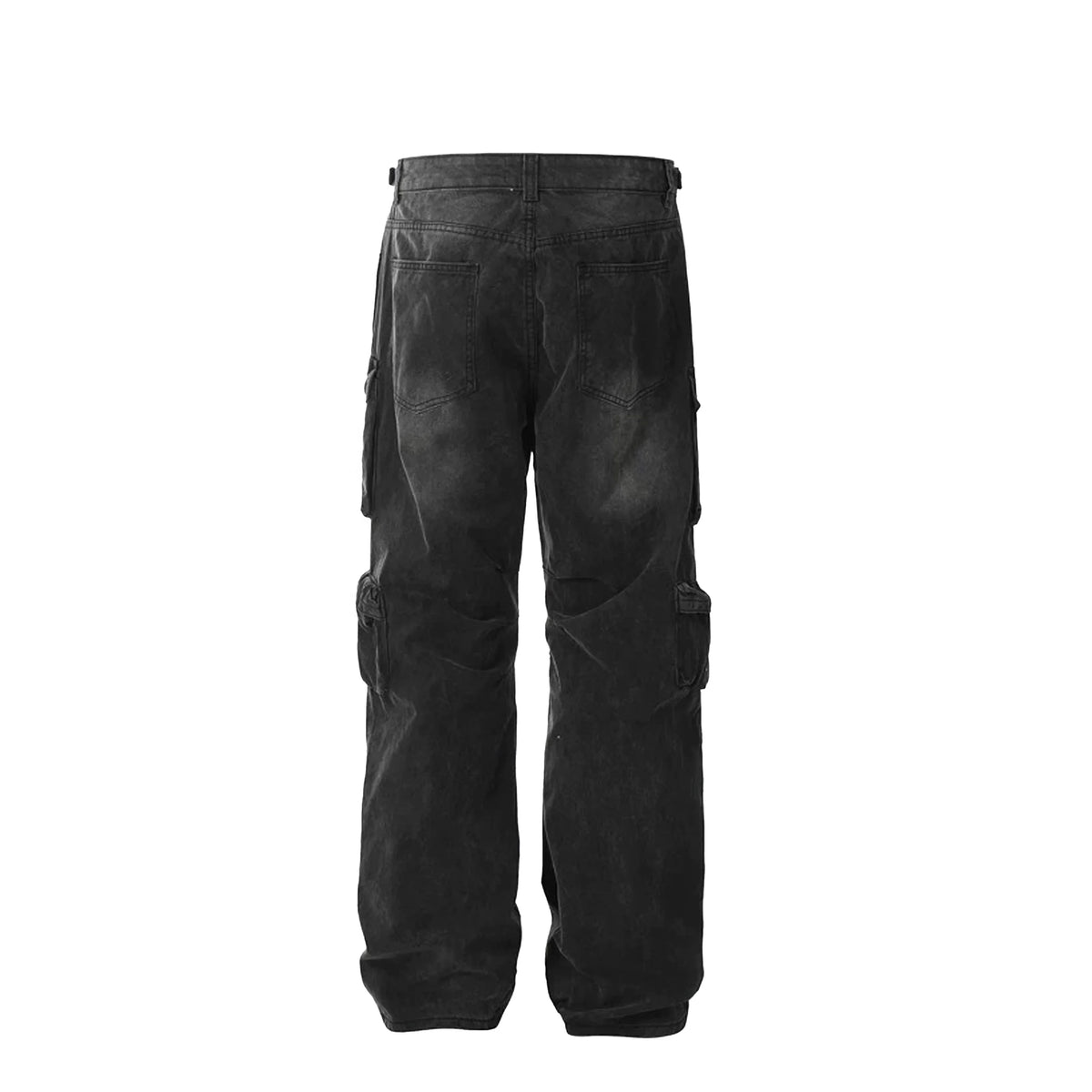 Black Enzyme Washed Men's Baggy Flared Jeans for Spring Autumn Y2K Hip Hop Streetwear Touch Button Denim Flare Pants