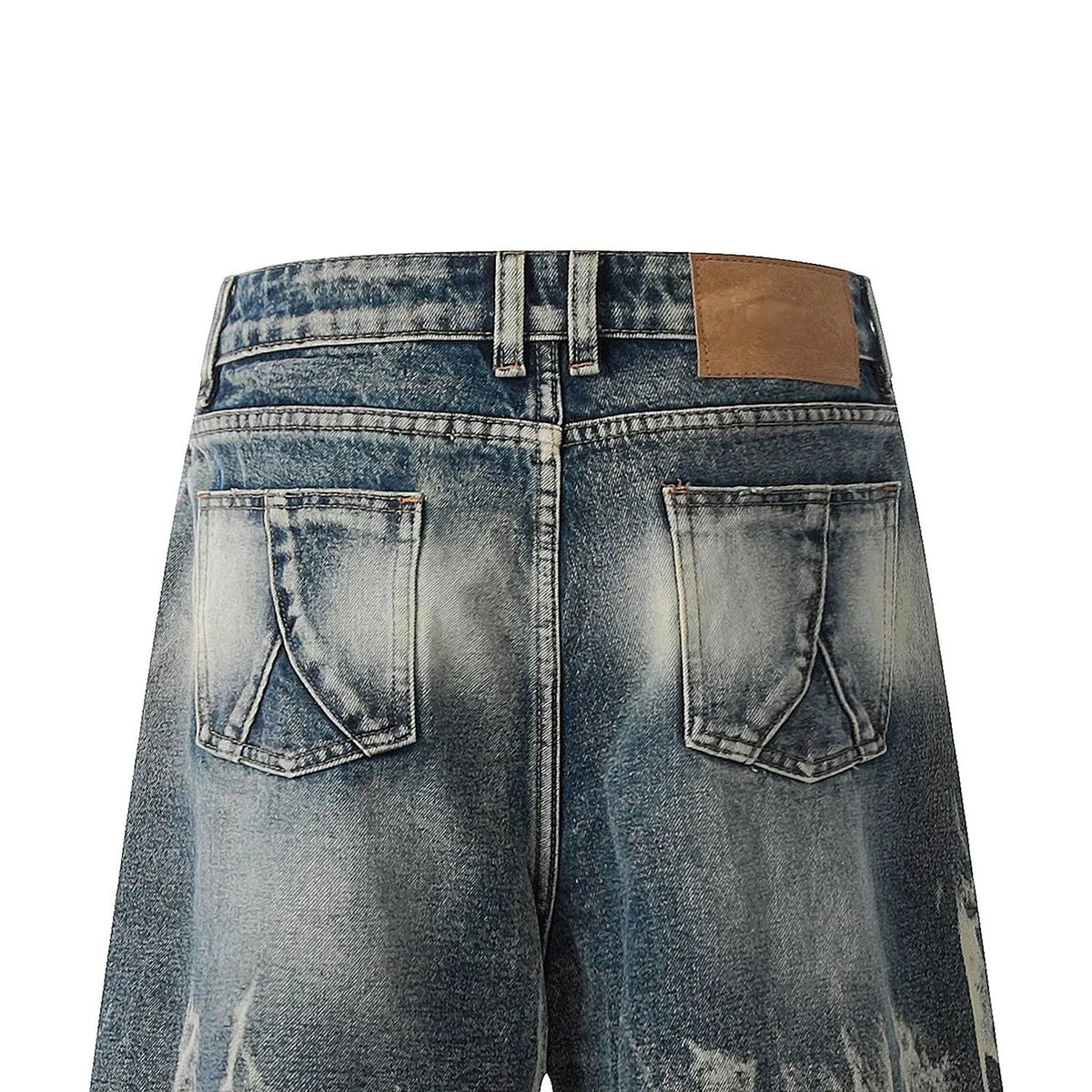 Trendy Punk Tie-Dye Jeans Pants Vibe Gradient Washed Frayed Wide-Leg Loose Straight Shorts Breathable Denim Casual Summer Style