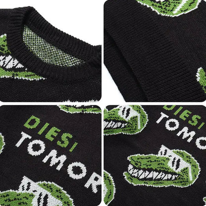 Casual Jacquard Knit Pullover Round Neck Long Sleeve Loose Cotton Men's Knitted Sweater