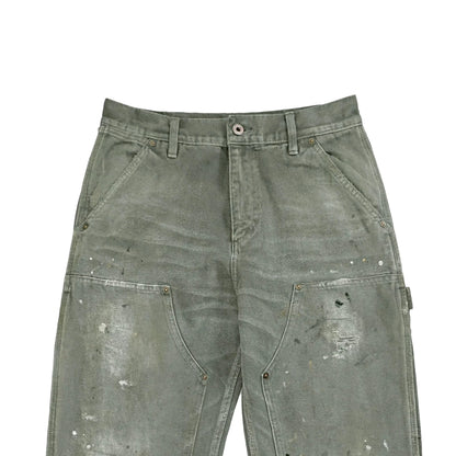 American Vintage Men's Loose Casual Street Niche Straight Leg Long Pants Splash-Ink Worn Cargo Jeans Distressed Dark for Winter