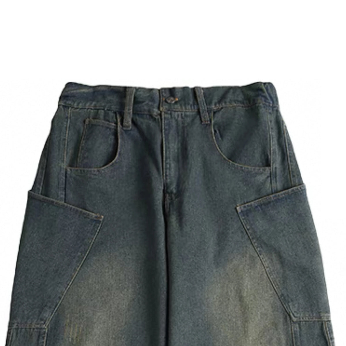 American Retro Vintage Men's Micro Flared Jeans Trendy High Street Loose Yellow Mud Dyed Washed Straight Leg Pants Denim Winter