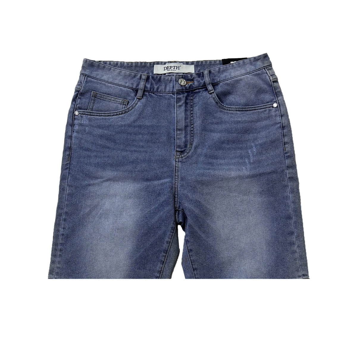Men's Summer Men's Denim Shorts Distressed Light Wash with Monkey Wash Straight Style Mid Waist Jeans Closure Supply