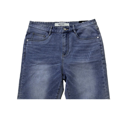 Men's Summer Men's Denim Shorts Distressed Light Wash with Monkey Wash Straight Style Mid Waist Jeans Closure Supply