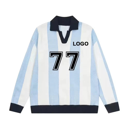 Designer Winter Sweater for Men Polo Neck Long Sleeve Knit Top Fashion Jersey Cotton Knitwear