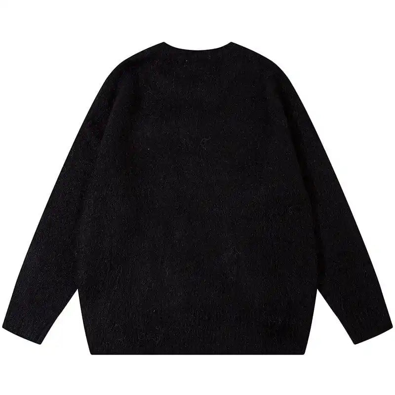 Design Pattern Mohair Blend Pullover Round Neck Long Sleeve Star Mohair Sweater for Men