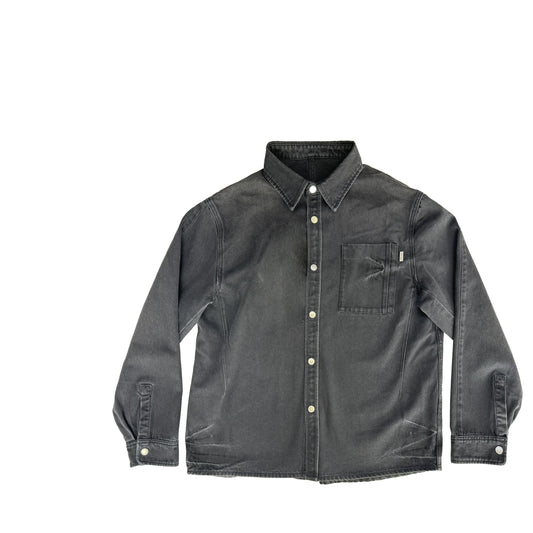 Men's Casual All-Season Denim Shirt Black Style Dark Washed
