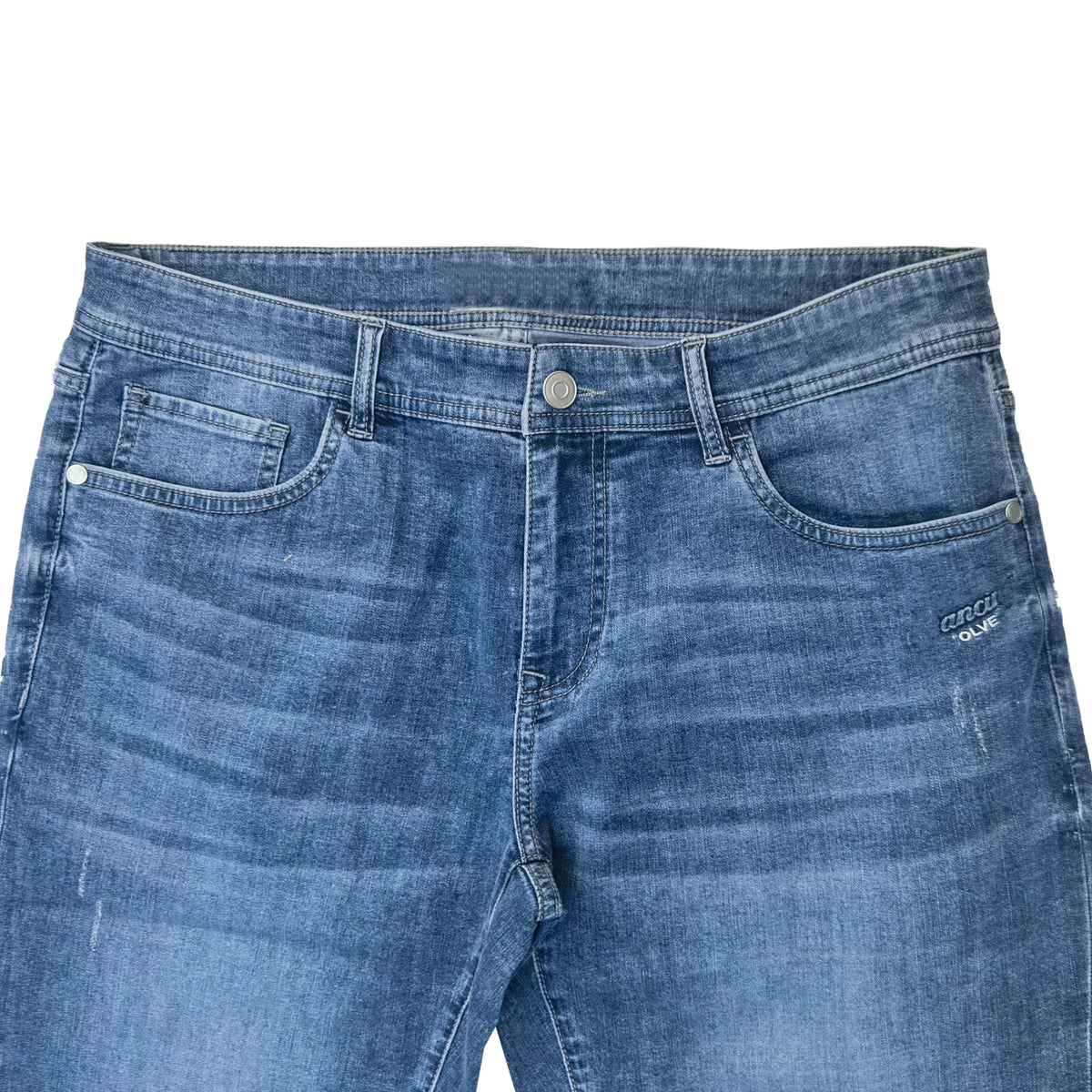 Blue Men's Casual Jeans Spring Autumn 100% Cotton Washed Embroidered Fashion Style Button Decoration Woven Letter