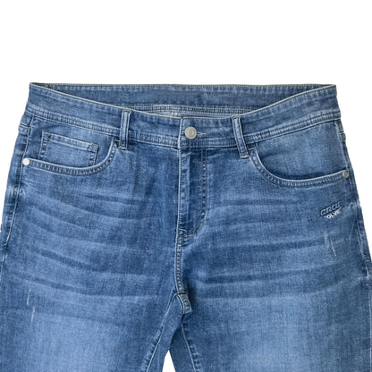 Blue Men's Casual Jeans Spring Autumn 100% Cotton Washed Embroidered Fashion Style Button Decoration Woven Letter