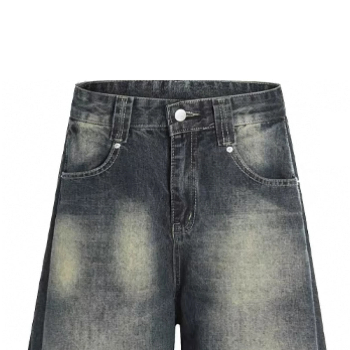 100% Cotton Vintage Wide Leg Pants Embroidery and Rivet Decorated Medium Wash Denim for Autumn and Winter Season