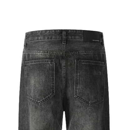 American High Street Style Trendy Breathable Solid Loose Washed Denim Wide Leg Pants Cross-Border