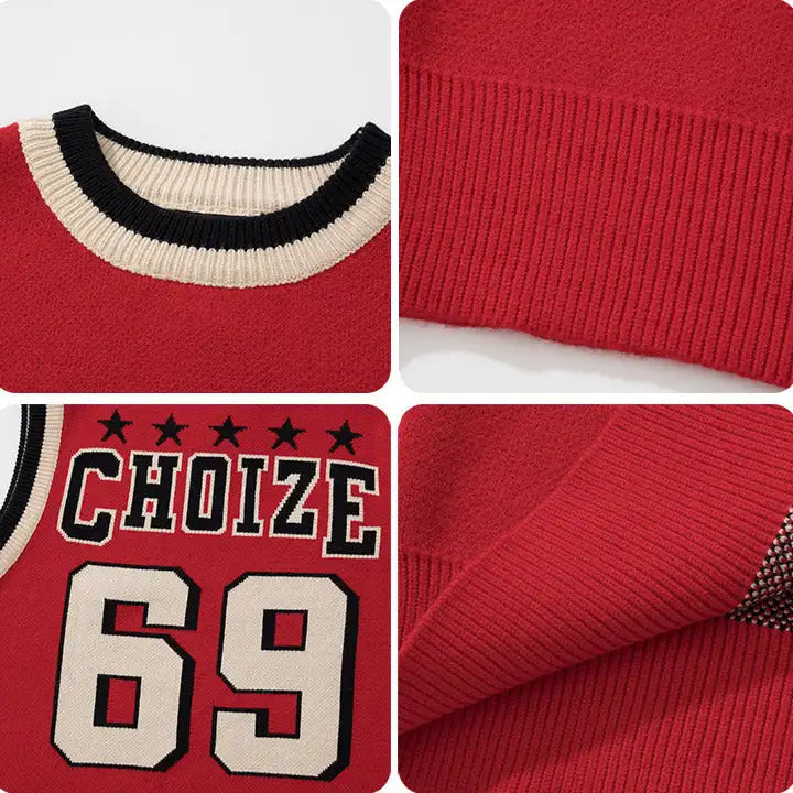 Casual Sports Style Knitted Vest 100% Cotton Sleeveless Round Neck Knitted Vest Jacquard Pattern Design Vest Sweater