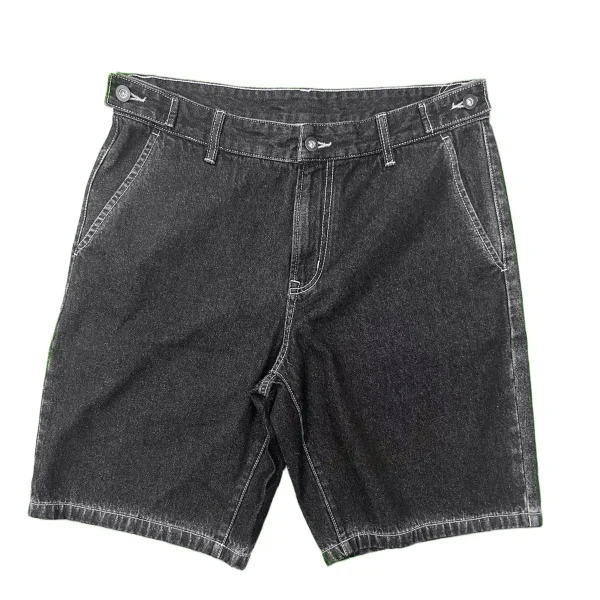 Men's Summer Casual Denim Shorts Y2K Style High Wide Leg Pants Embroidered Techniques Dark Bow Printed Patchwork