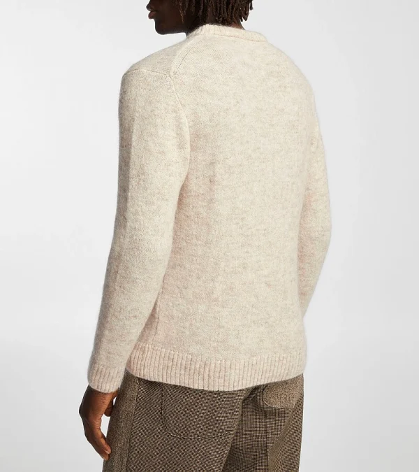 Home Casual Men's Knit Pullover Round Neck Long Sleeve Mohair Jacquard Sweater - Image 3
