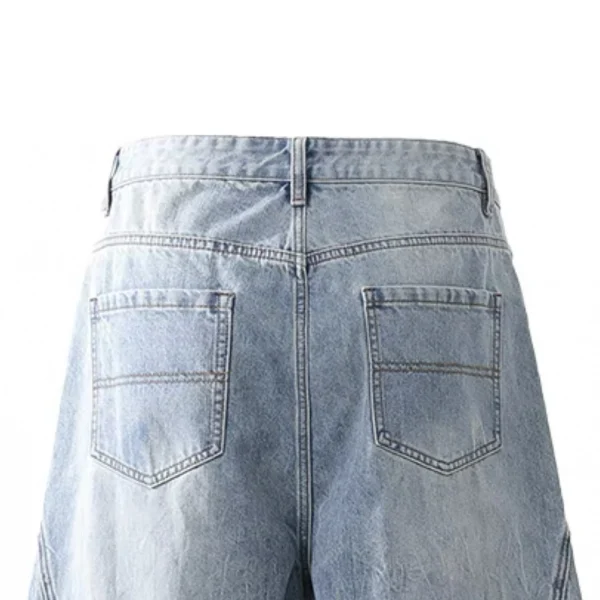 High Quality 100% Cotton Cropped Jeans Breathable Casual Wide Leg Mid Waist Drawstring Closure Knitted Weaving Method - Image 4