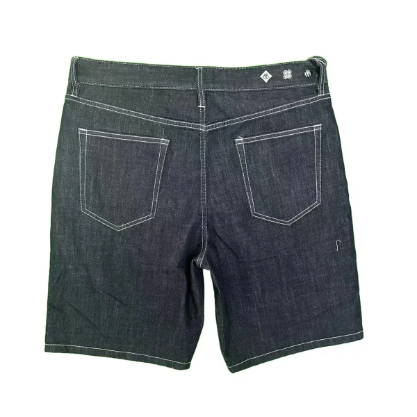 Summer Men's Loose Fit Denim Shorts High Waist Vintage Streetwear Embroidered Technics Dark Wash Wide Leg Pants Print - Image 2
