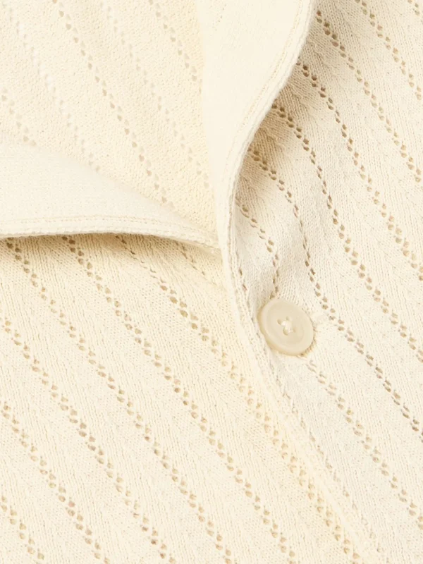 Autumn Men's Casual Cardigan 100% Cotton V-Neck Knit Shirt With Wave Stripe Pattern Decoration Breathable - Image 3