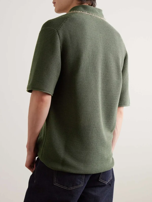Embroidered Cotton Polo Shirt for Men Fashion Street Style Men's Knit Loose Knit Shirt - Image 2