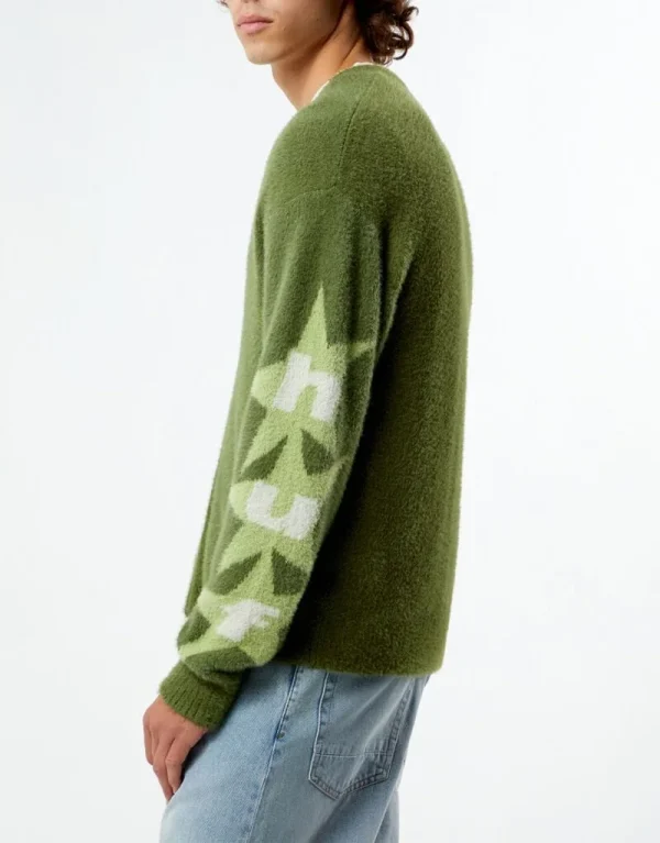 Men's Casual Knit Furry V-Neck Long Sleeve Cardigan Striped Pattern Decoration for Winter - Image 2