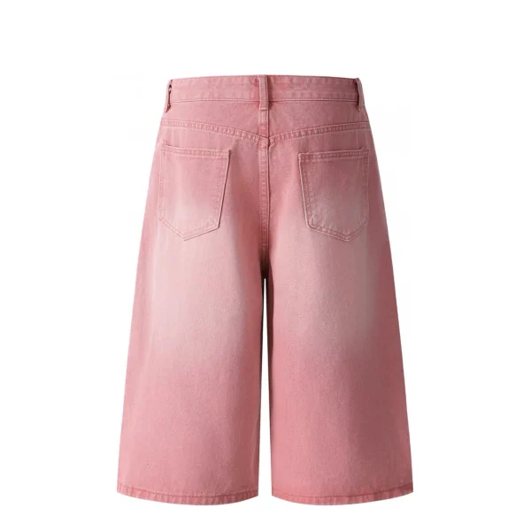 High Quality Men's Vintage Summer Denim Shorts Loose Fit Mid Waist Printed Pattern Knitted Colored Hip Hop Style Low Price