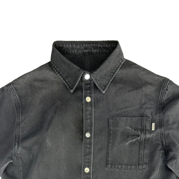 Men's Casual All-Season Denim Shirt Black Style Dark Washed - Image 3