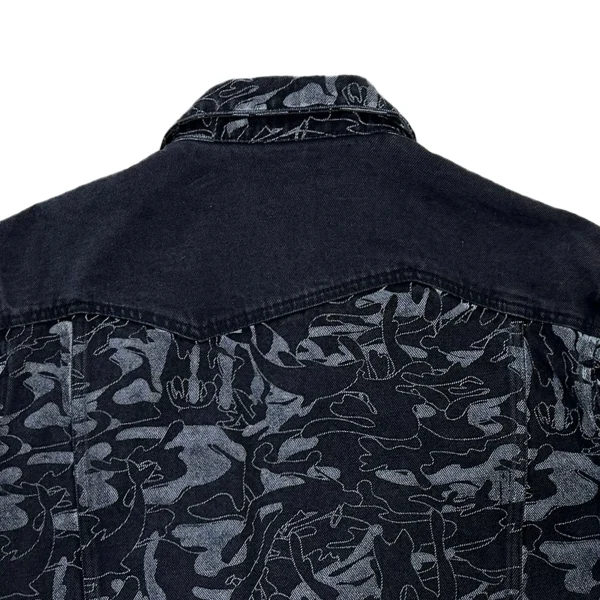 High Quality Men's Denim Jacket Spring Autumn  Camouflage 100% Cotton Thin Turn-Down Collar Hip Hop Style Luminous Print - Image 4