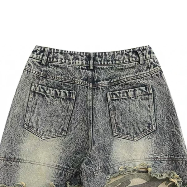 Men's Vintage Acid Washed Distressed Denim Shorts Breathable Mid Waist Casual Straight Jorts for Summer Streetwear - Image 4