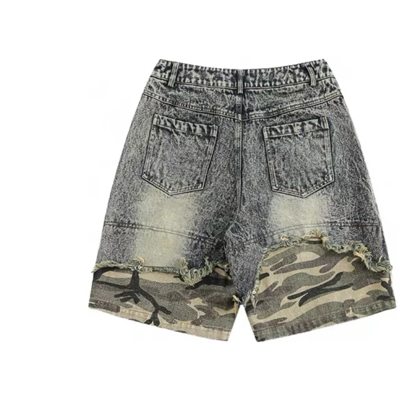 Men's Vintage Acid Washed Distressed Denim Shorts Breathable Mid Waist Casual Straight Jorts for Summer Streetwear - Image 2