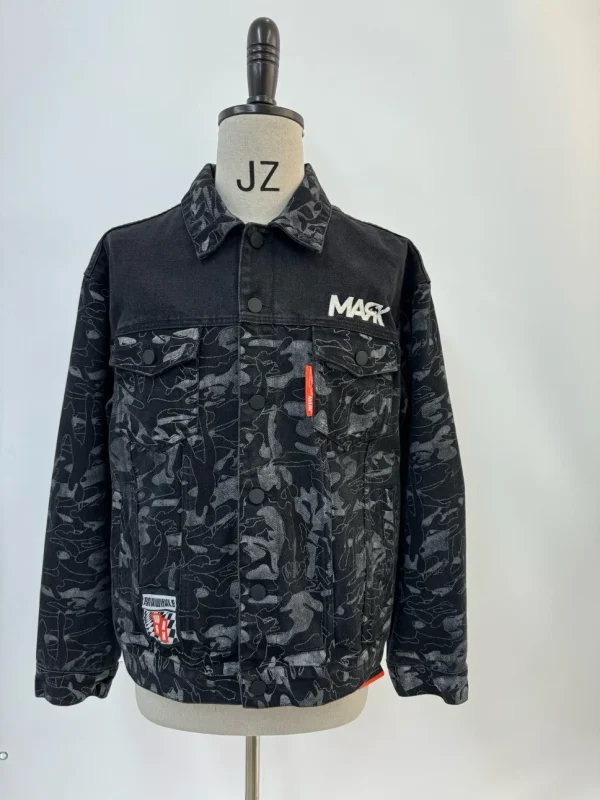 High Quality Men's Denim Jacket Spring Autumn  Camouflage 100% Cotton Thin Turn-Down Collar Hip Hop Style Luminous Print - Image 5