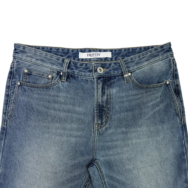 Autumn Men's Casual Light Blue Jeans 100% Cotton Denim Straight Style Washed Technics with Button Decoration - Image 3