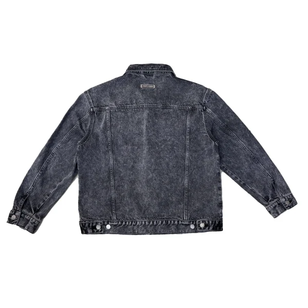 High Quality Vintage Streetwear Fitted Denim Jacket Black Spring Autumn Embroidered and Washed with Button Decoration - Image 2