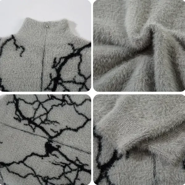 Casual Knit Jacket  Knit Sweater Cardigan Long Sleeve Furry Knit Jacket for Man - Image 5