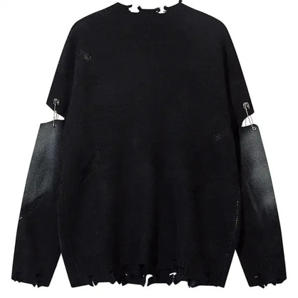 Fashion Casual Street Style Knit Pullover Grunge Cross Knit Sweater Men's Trendy Sweater - Image 2