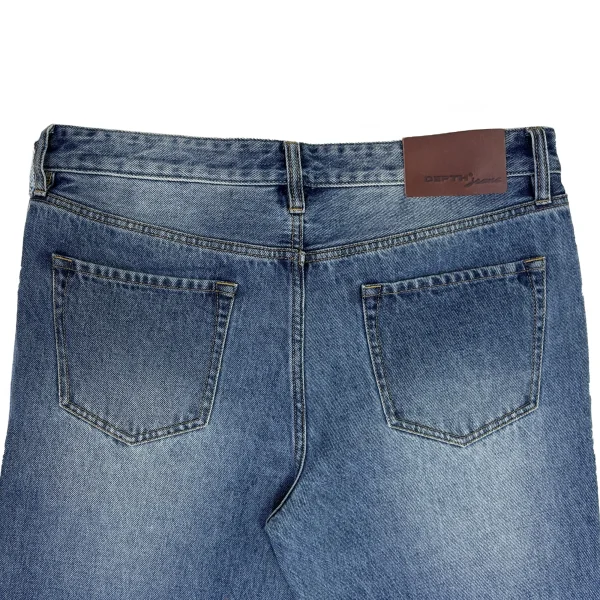 Autumn Men's Casual Light Blue Jeans 100% Cotton Denim Straight Style Washed Technics with Button Decoration - Image 4