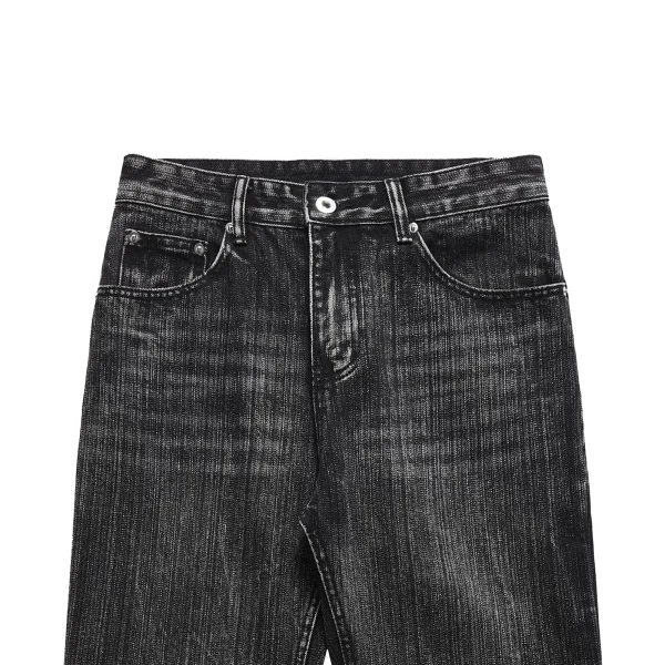 Autumn Men's Straight Flare Baggy Black Jeans Moustache Effect Hip Hop Vintage Style Dark Washed Denim Button - Image 3