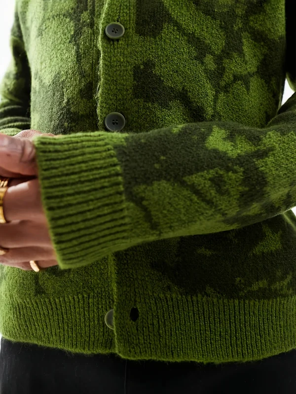 Men's Street Style Knit Cardigan Sweater 100% Cotton Jacquard Pattern Design Casual Men's Knit Jacket - Image 6