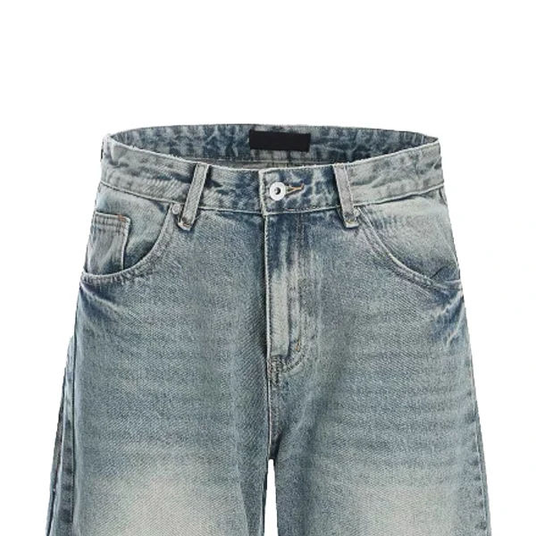 Autumn Style American High Street Punk Medium Washed Denim Straight Dragging Pants with Embroidery Loose Wide-Leg Streetwear - Image 3