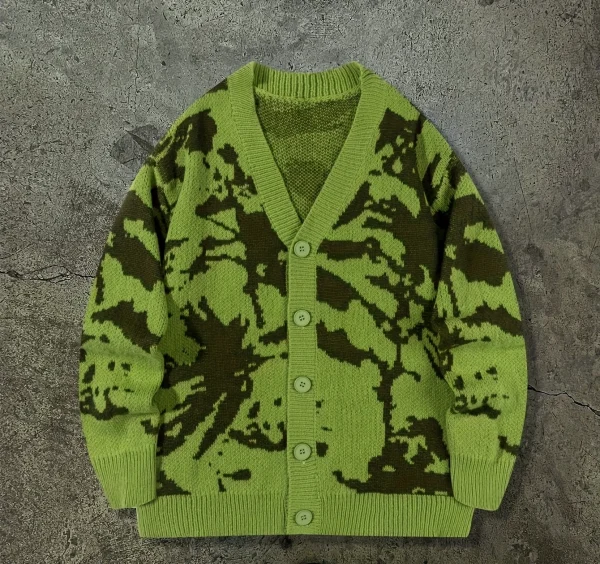Men's Street Style Knit Cardigan Sweater 100% Cotton Jacquard Pattern Design Casual Men's Knit Jacket