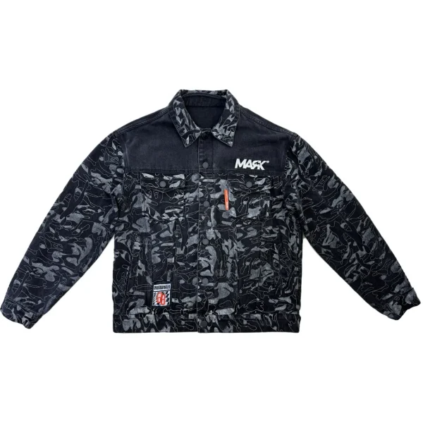 High Quality Men's Denim Jacket Spring Autumn  Camouflage 100% Cotton Thin Turn-Down Collar Hip Hop Style Luminous Print