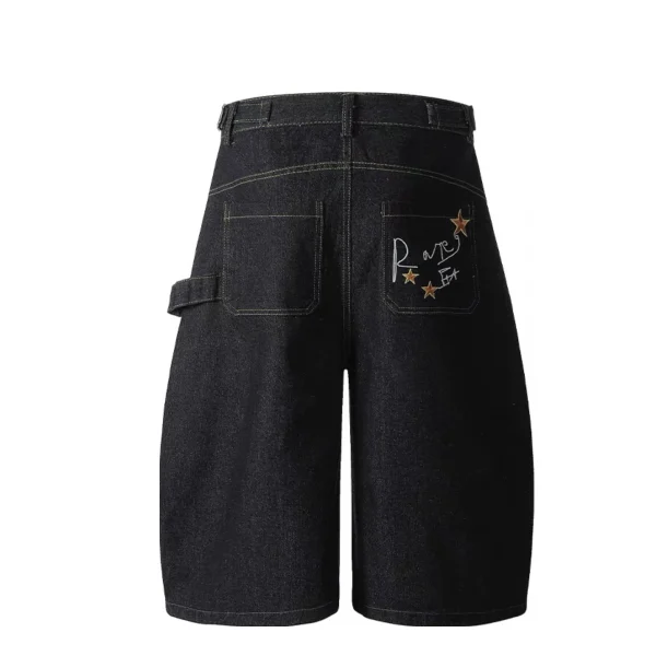 Men's Casual Summer Oversized Knee-Length Denim Shorts Street Wear Clothing with Embroidery Mid Waist Jeans Shorts - Image 2