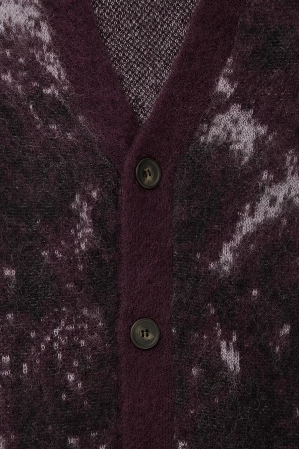 Men's Mohair Cardigan Sweater Casual Fit Furry Jacquard Knitted Cardigan - Image 5