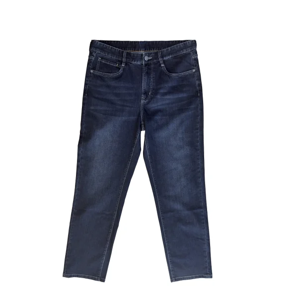100% Cotton Denim Men's Casual Straight Cargo Pants Indigo Vintage Style for Spring Autumn Mid Waist Dark Washed