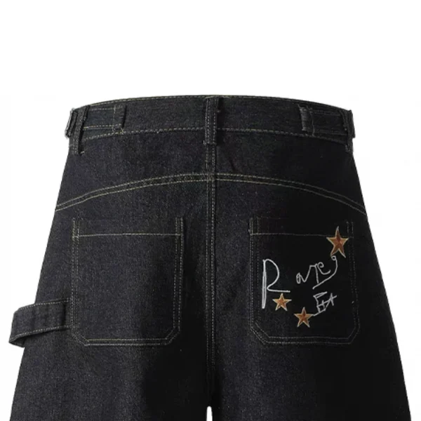 Men's Casual Summer Oversized Knee-Length Denim Shorts Street Wear Clothing with Embroidery Mid Waist Jeans Shorts - Image 4